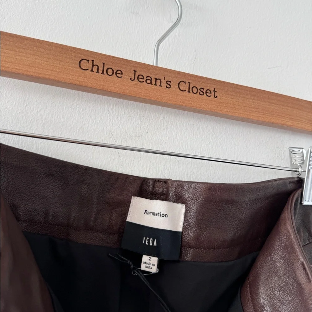 REFORMATION NWT Veda Gisele Low Rise Leather Pants 2 - Picture 4 of 7